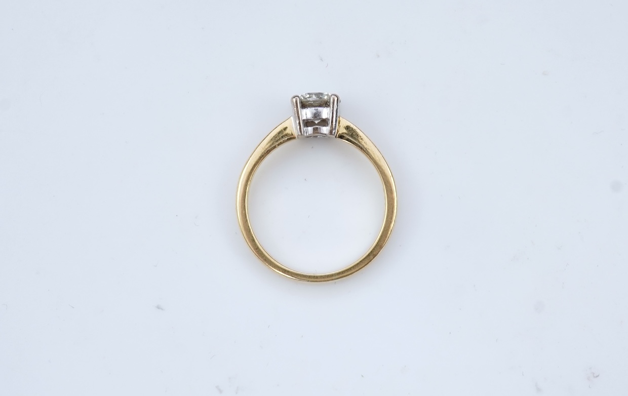 A diamond solitaire ring